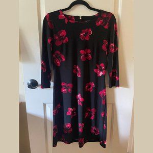 Black & Red Floral Tommy Hilfiger Sheath Dress